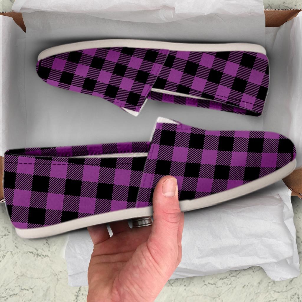 Purple Plaid Canvas Shoes-grizzshop