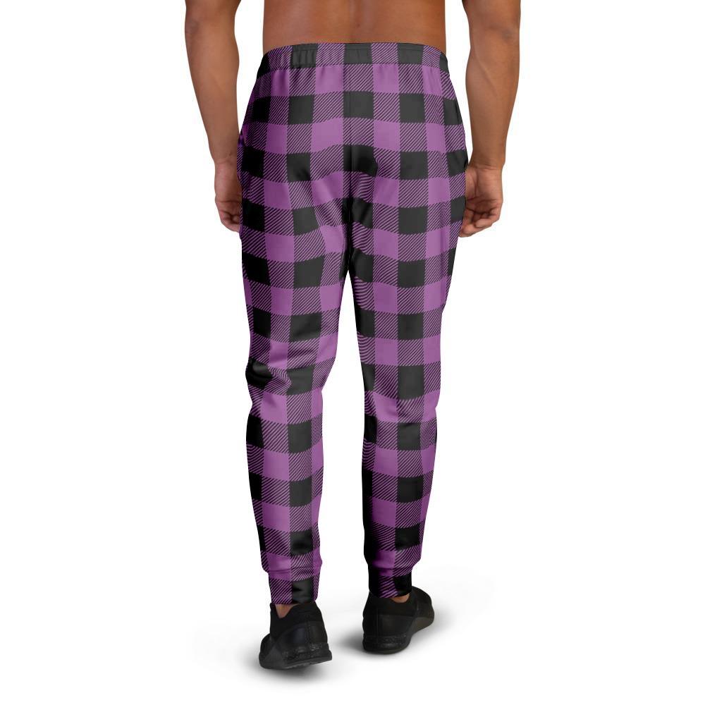 Purple Plaid Men's Joggers-grizzshop