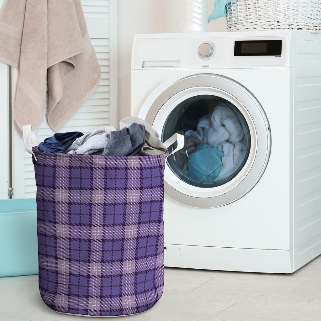 Purple Plaid Tartan Laundry Basket-grizzshop