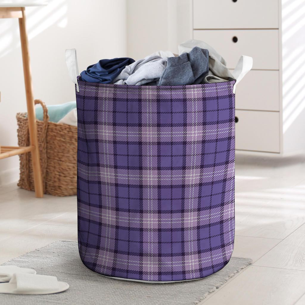 Purple Plaid Tartan Laundry Basket-grizzshop