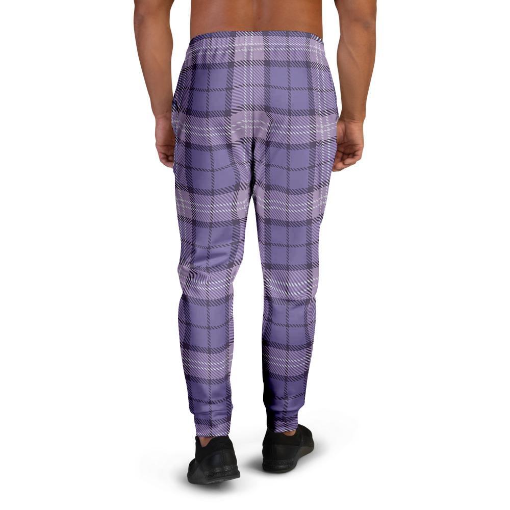 Purple Plaid Tartan Men's Joggers-grizzshop