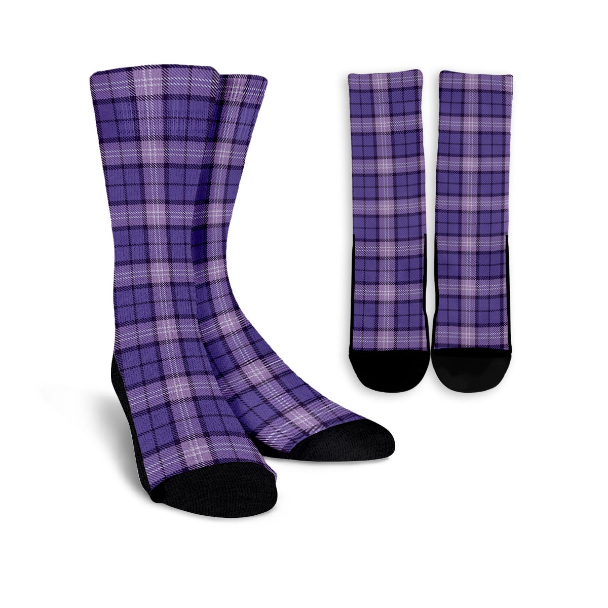 Purple Plaid Tartan Unisex Socks-grizzshop
