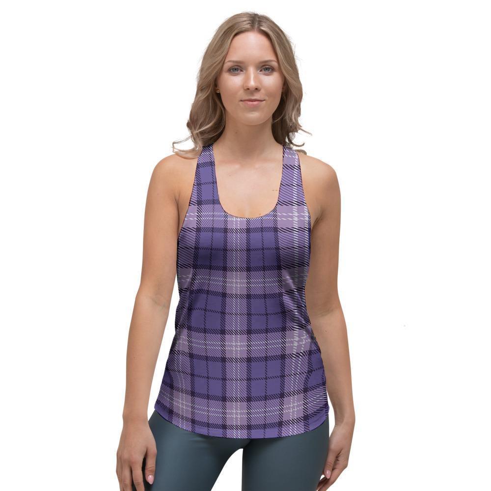 Purple Plaid Tartan Women's Racerback Tank Top-grizzshop