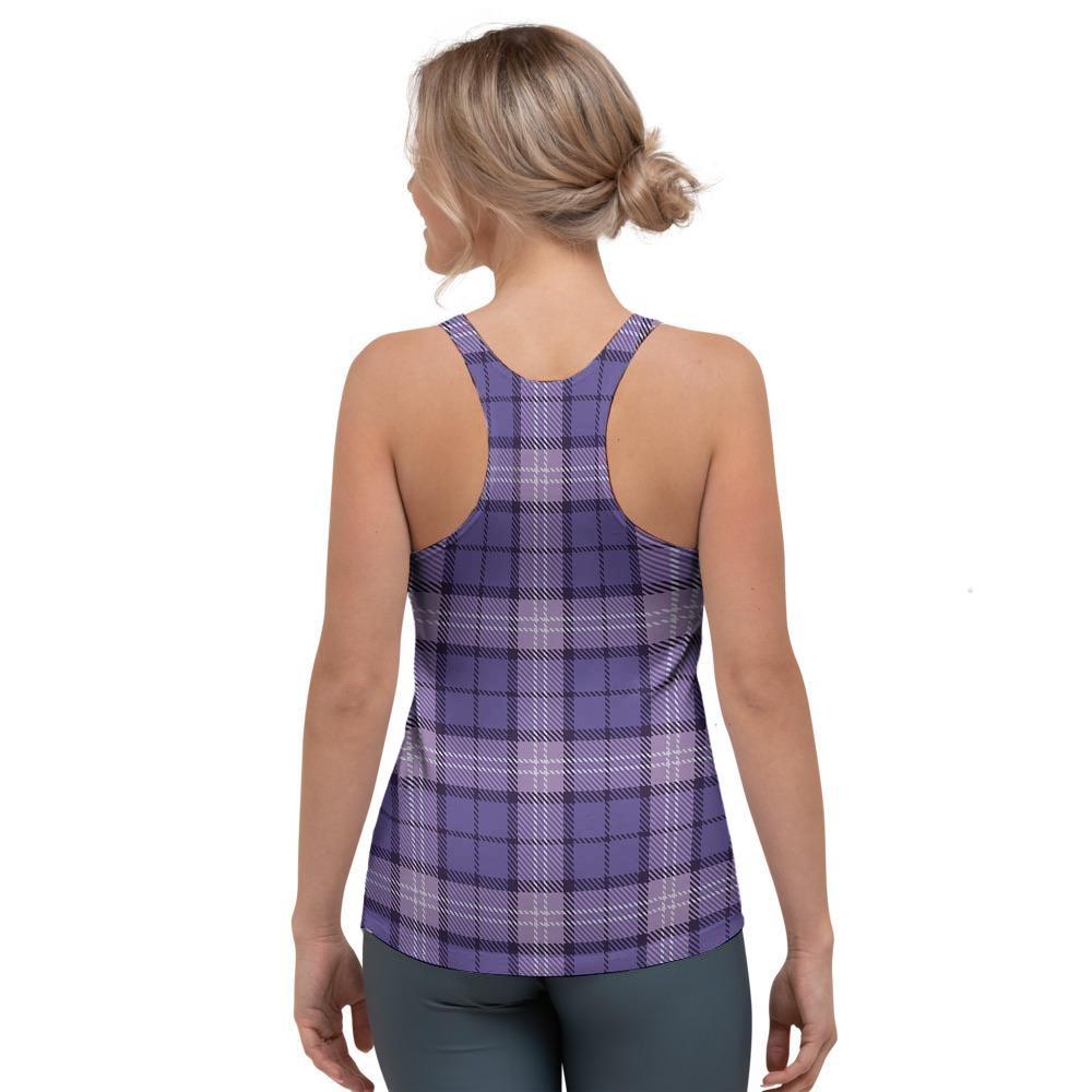 Purple Plaid Tartan Women's Racerback Tank Top-grizzshop