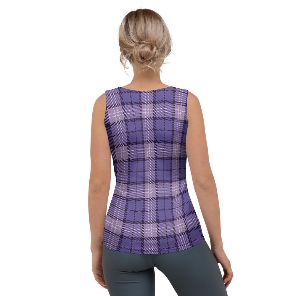 Purple Plaid Tartan Women's Tank Top-grizzshop