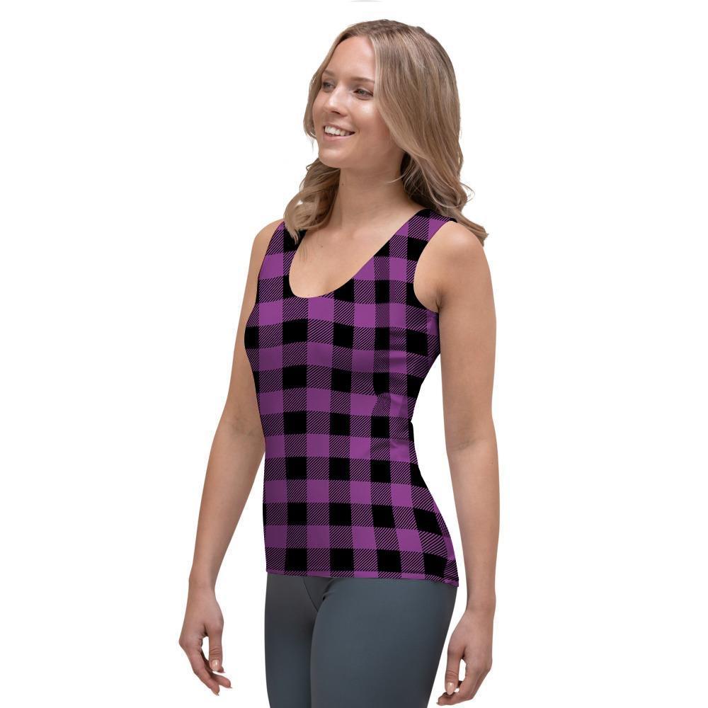 Purple Plaid Women's Tank Top-grizzshop