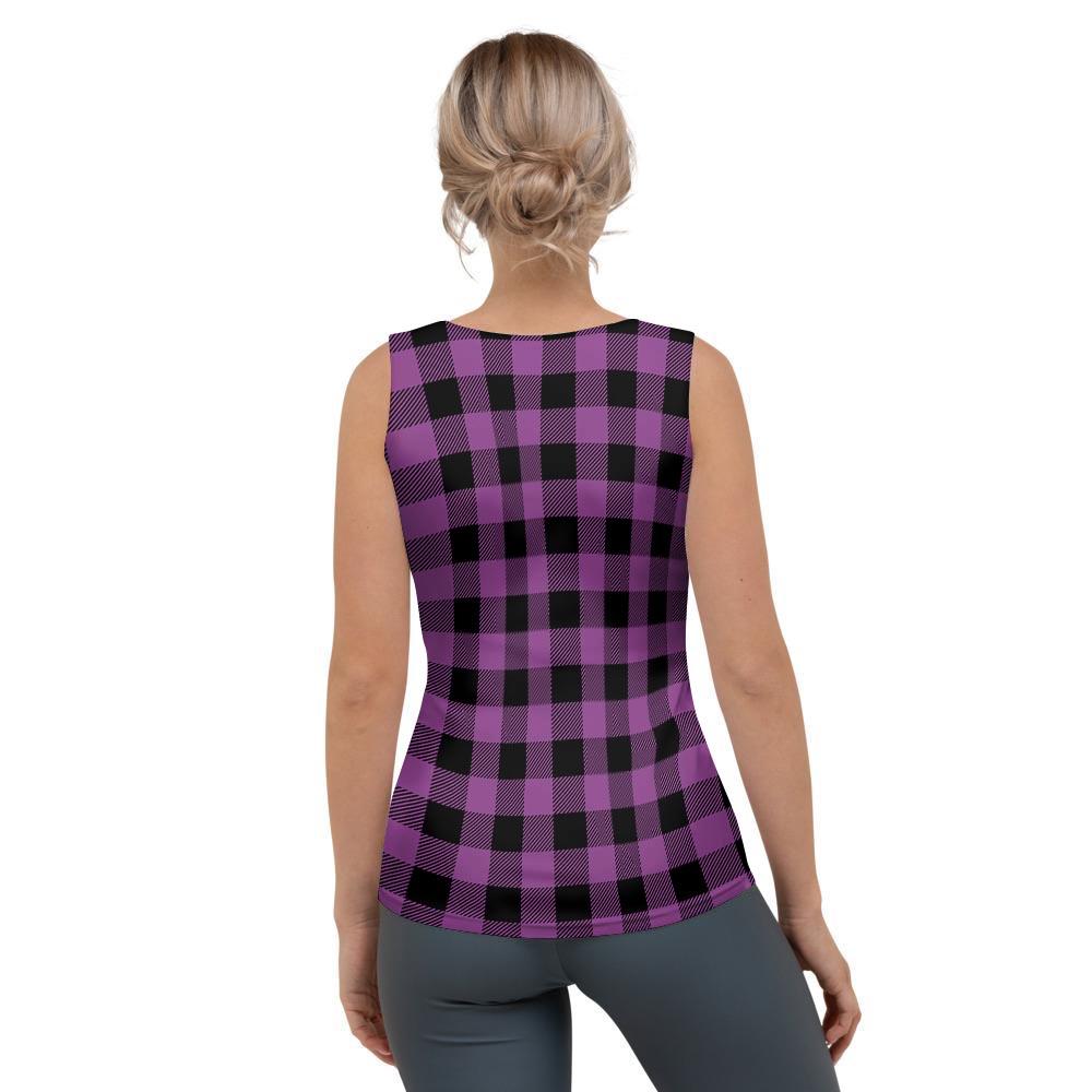 Purple Plaid Women's Tank Top-grizzshop