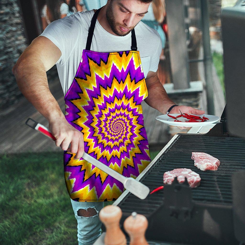 Purple Psychedelic Optical illusion Men's Apron-grizzshop