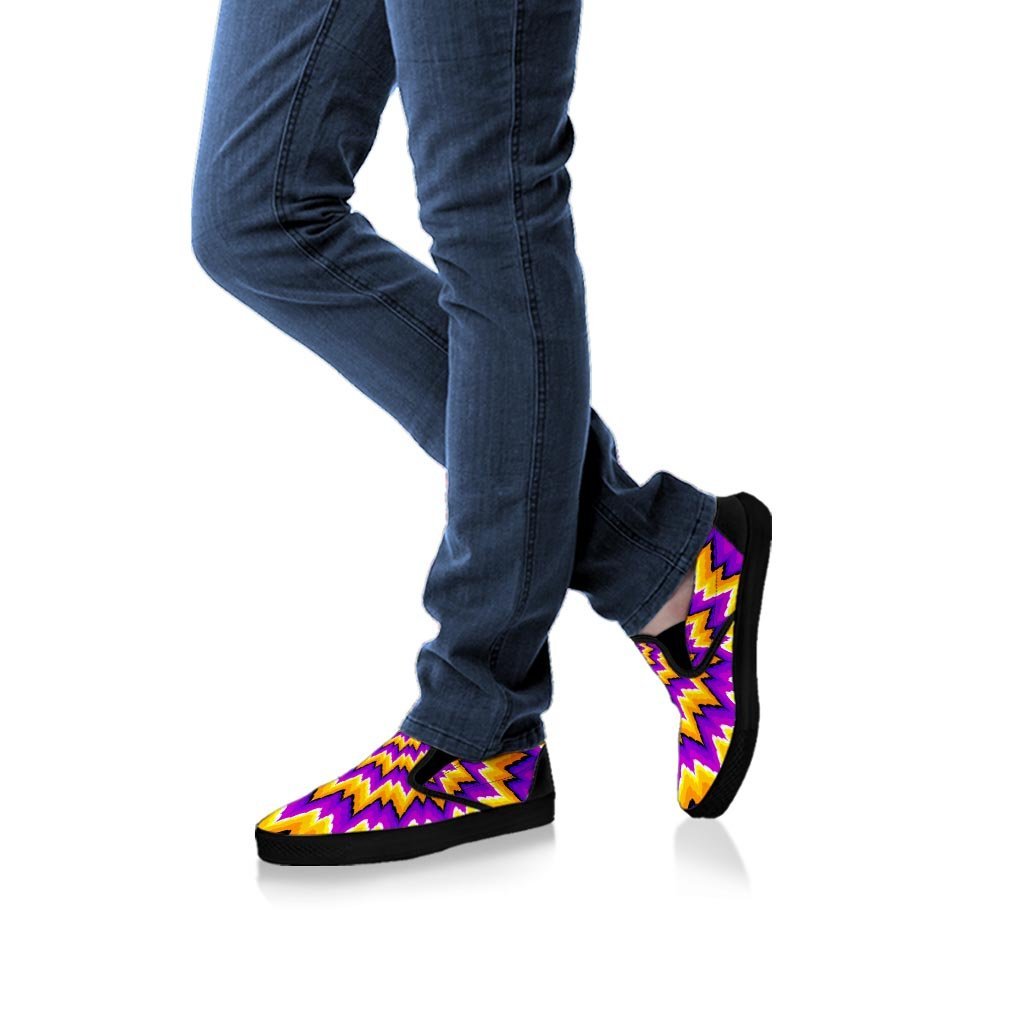Purple Psychedelic Optical illusion Men's Slip On Sneakers-grizzshop