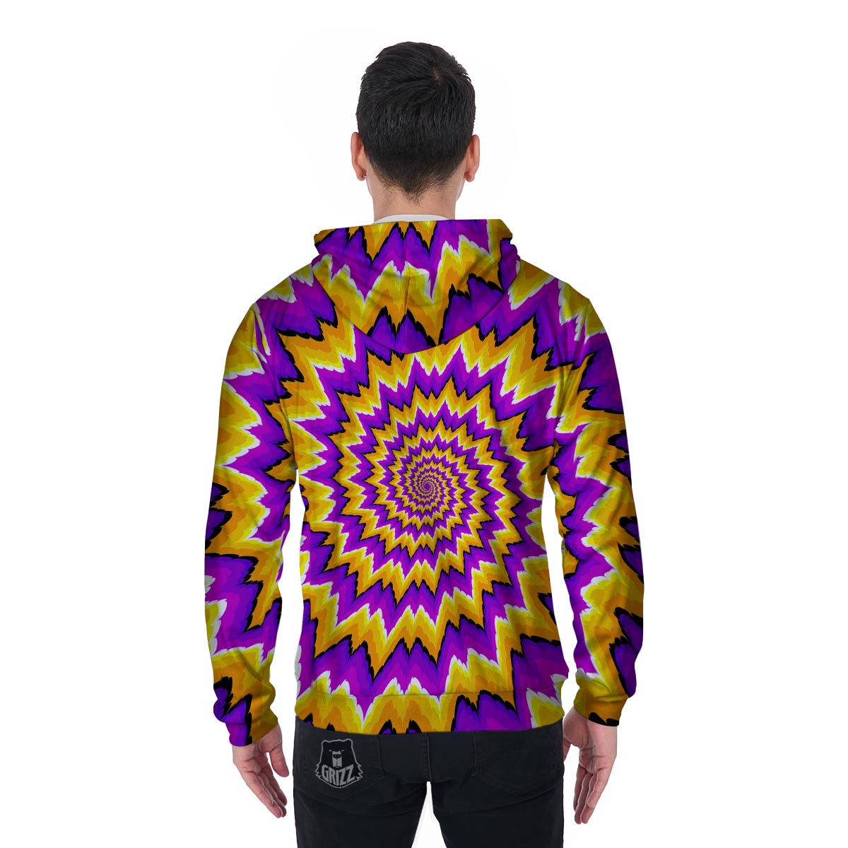 Purple Psychedelic Optical illusion Men's Zip Up Hoodie-grizzshop