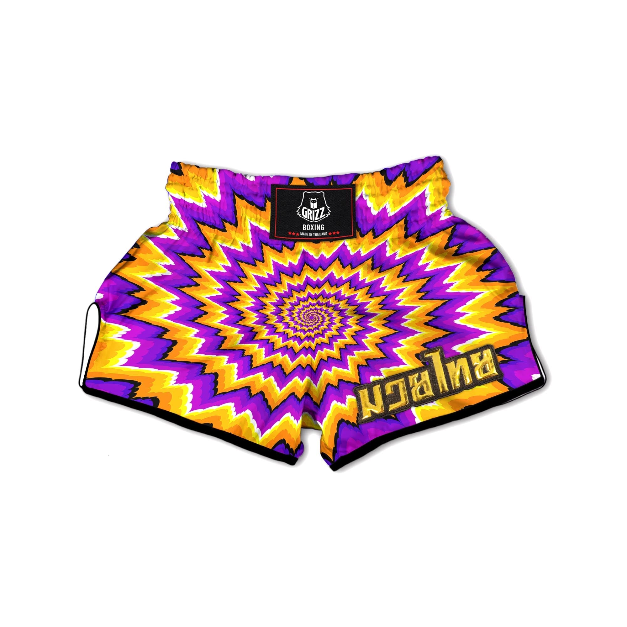 Purple Psychedelic Optical illusion Muay Thai Boxing Shorts-grizzshop