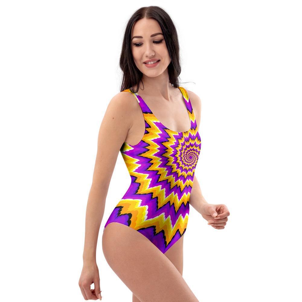 Purple Psychedelic Optical illusion One Piece Swimsuite-grizzshop