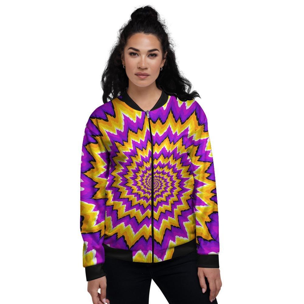 Purple Psychedelic Optical illusion Women's Bomber Jacket-grizzshop