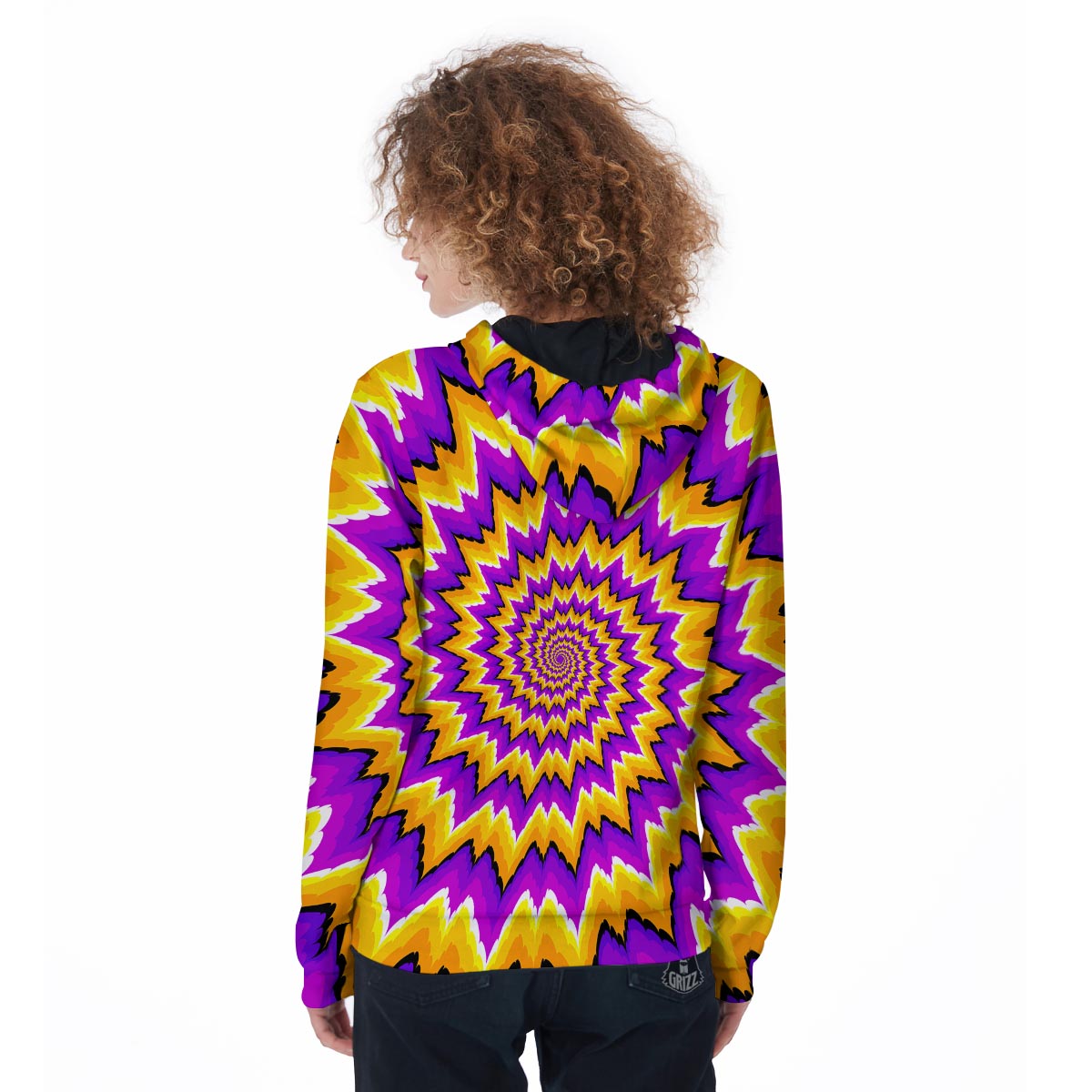 Purple Psychedelic Optical illusion Women's Zip Up Hoodie-grizzshop