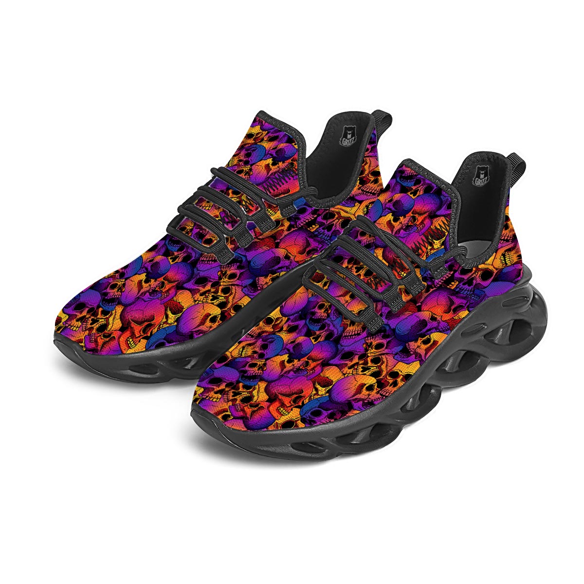 Purple Skull Black Running Shoes-grizzshop