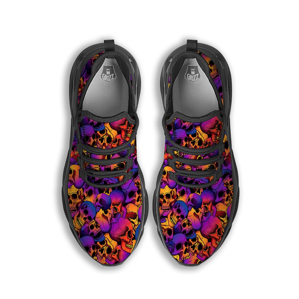 Purple Skull Black Running Shoes-grizzshop
