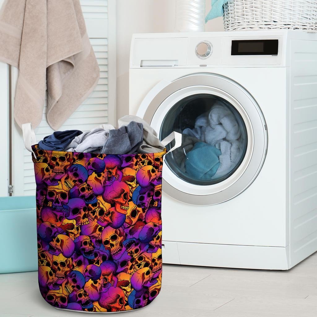 Purple Skull Laundry Basket-grizzshop