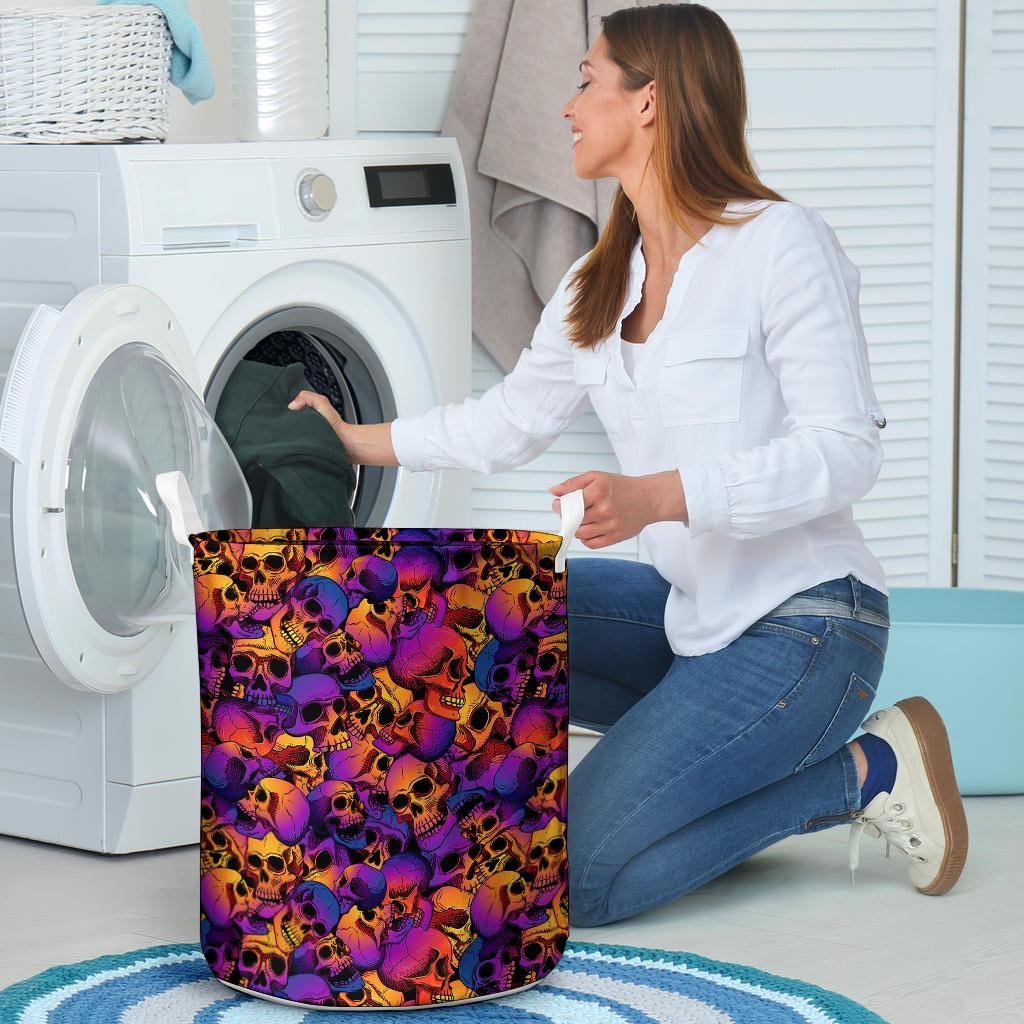 Purple Skull Laundry Basket-grizzshop
