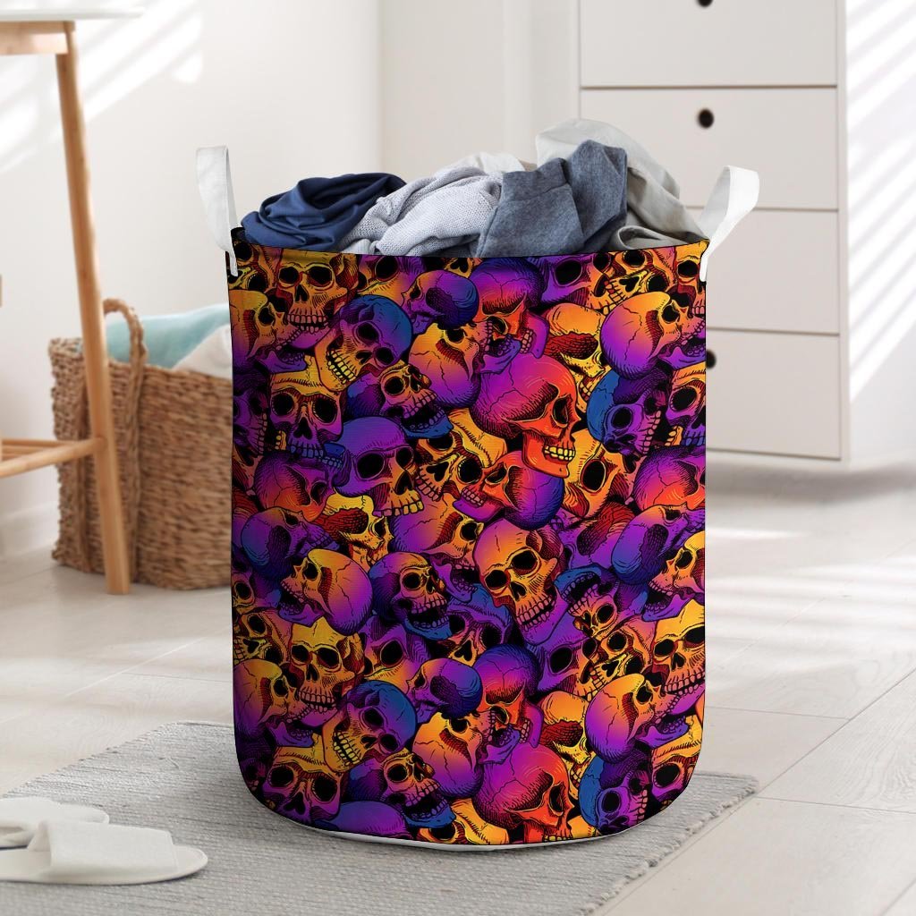 Purple Skull Laundry Basket-grizzshop