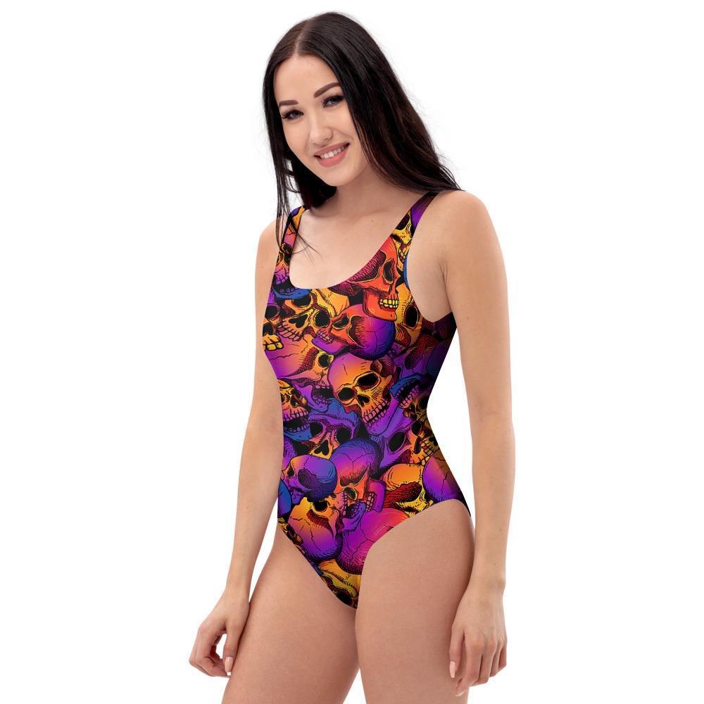 Purple Skull One Piece Swimsuite-grizzshop