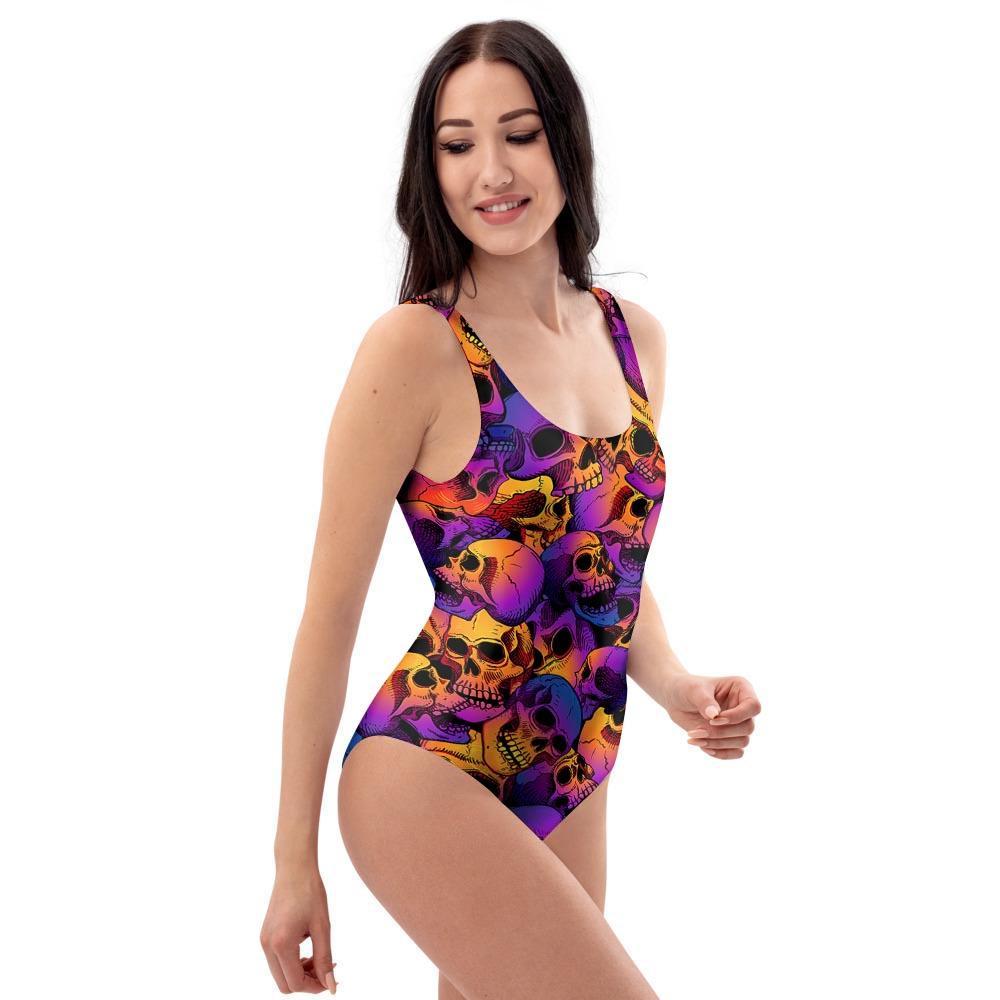 Purple Skull One Piece Swimsuite-grizzshop