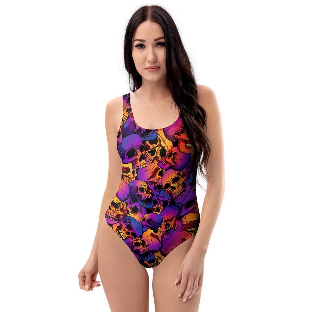 Purple Skull One Piece Swimsuite-grizzshop