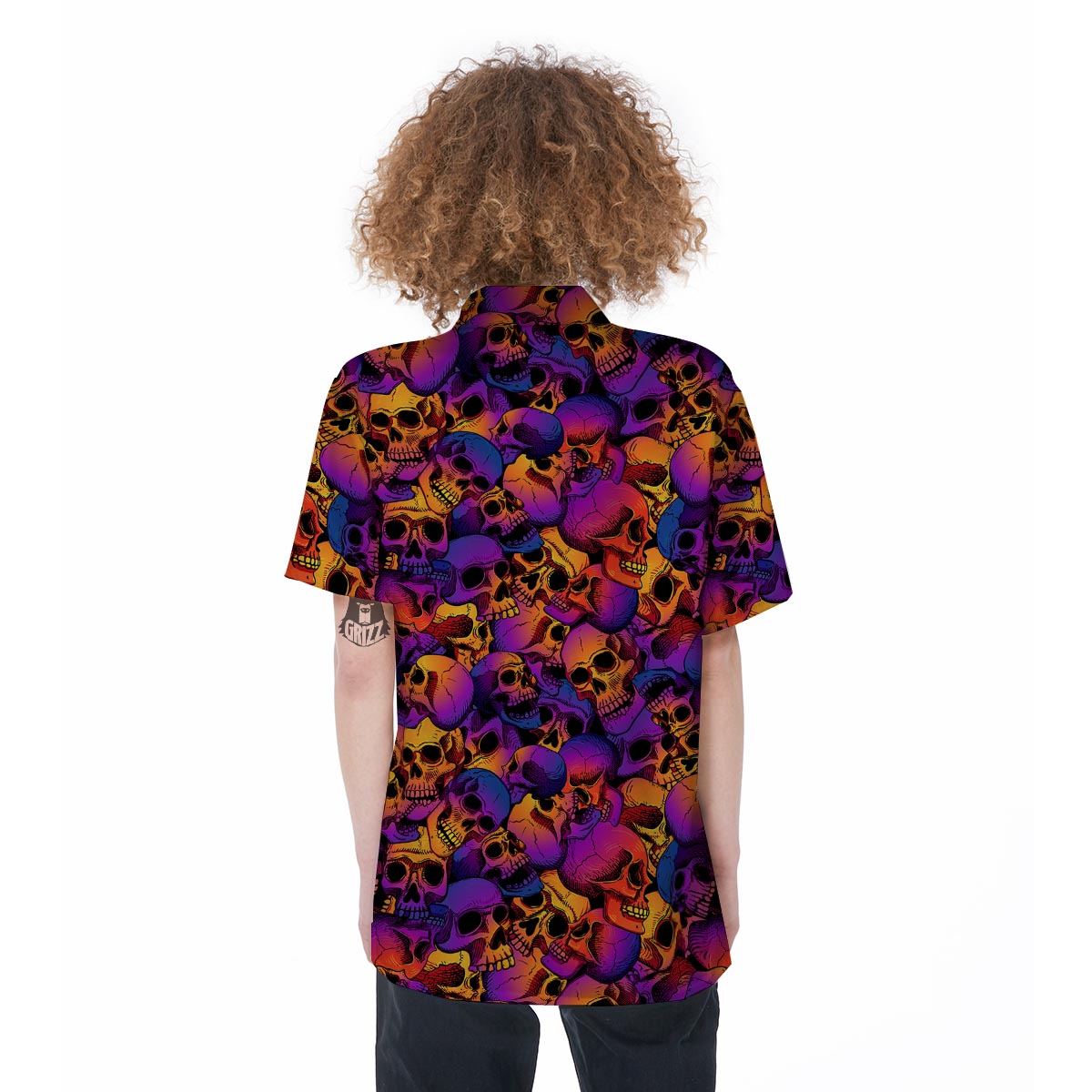 Purple Skull Women's Short Sleeve Shirts-grizzshop
