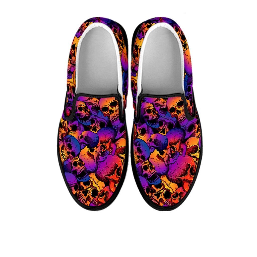 Purple Skull Women's Slip On Sneakers-grizzshop