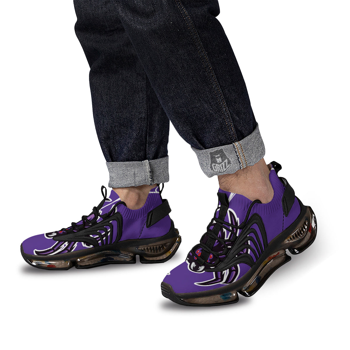 Purple Spider Print Black Gym Shoes-grizzshop
