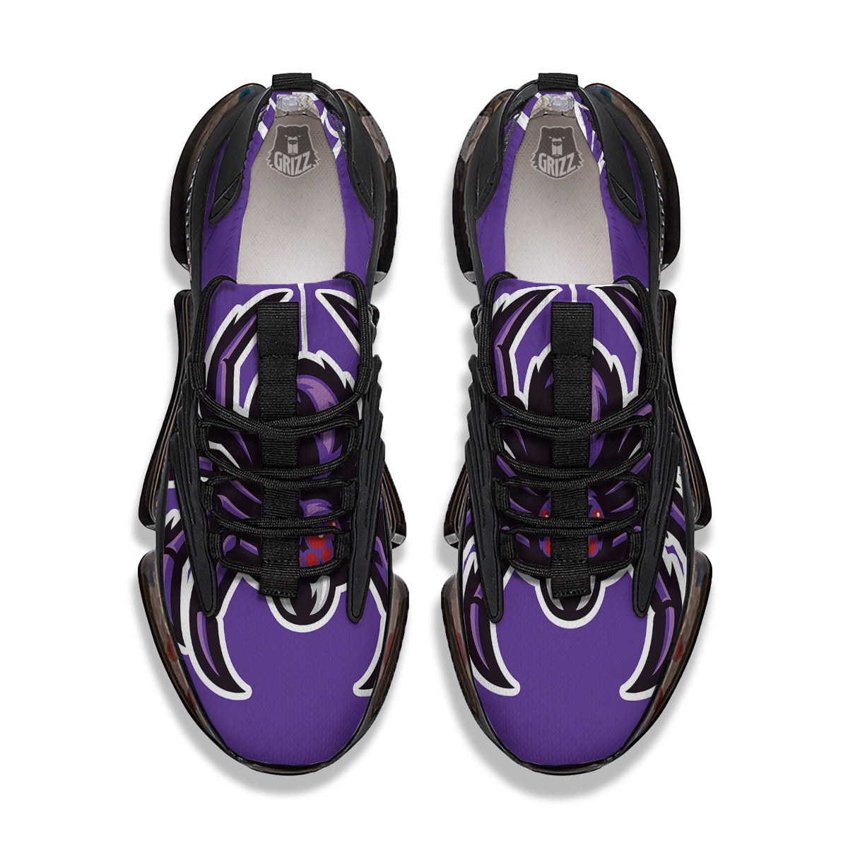 Purple Spider Print Black Gym Shoes-grizzshop