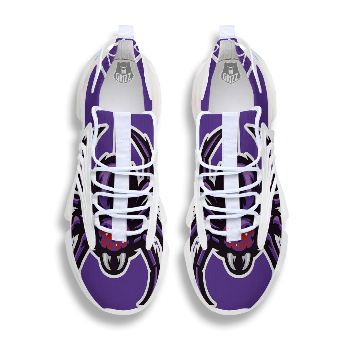 Purple Spider Print White Gym Shoes-grizzshop
