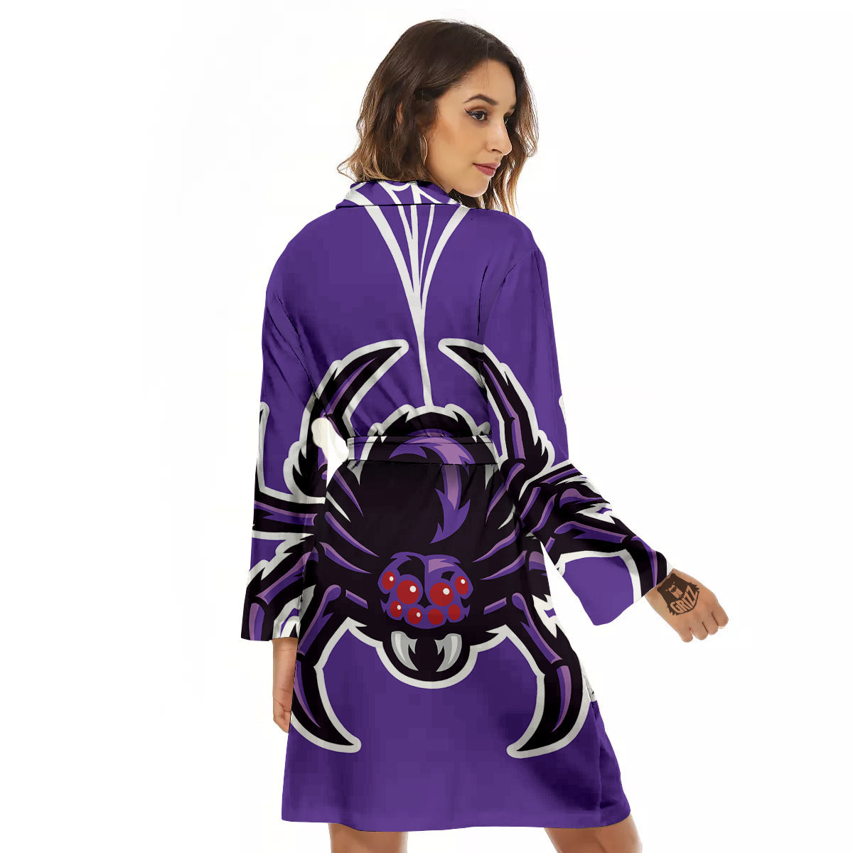 Purple Spider Print Women's Robe-grizzshop