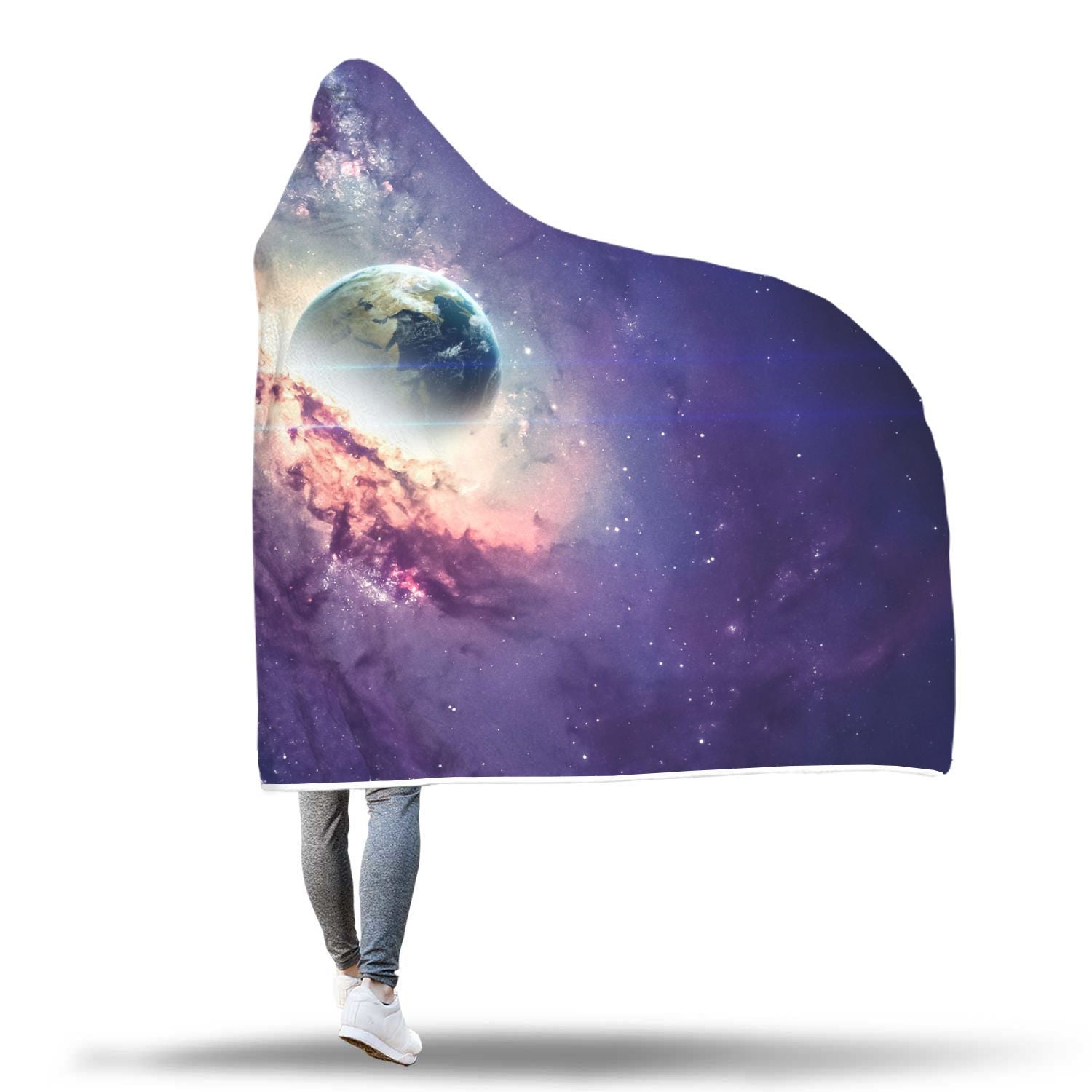 Purple Stardust Galaxy Space Print Hooded Blanket-grizzshop