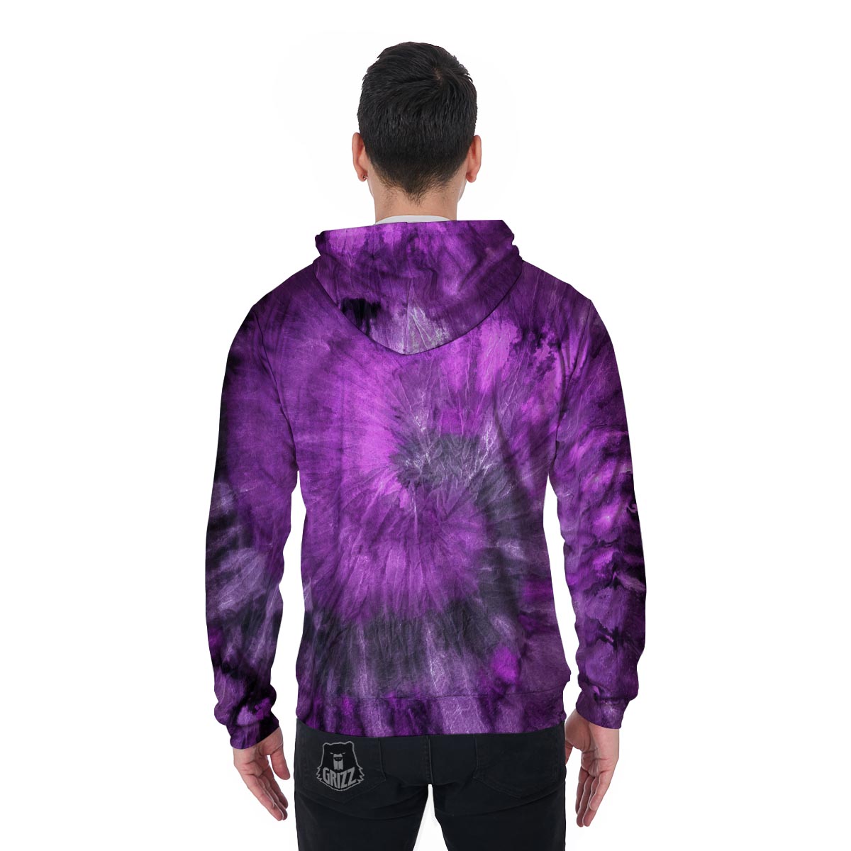 Purple Tie Dye Men's Zip Up Hoodie-grizzshop