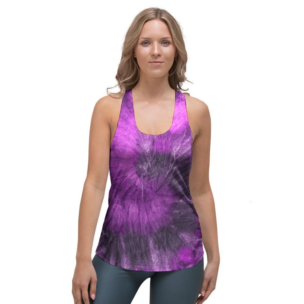 Purple Tie Dye Women's Racerback Tank Top-grizzshop