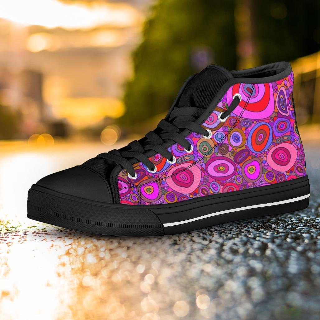Purple Trippy Hippie Women's High Top Shoes-grizzshop