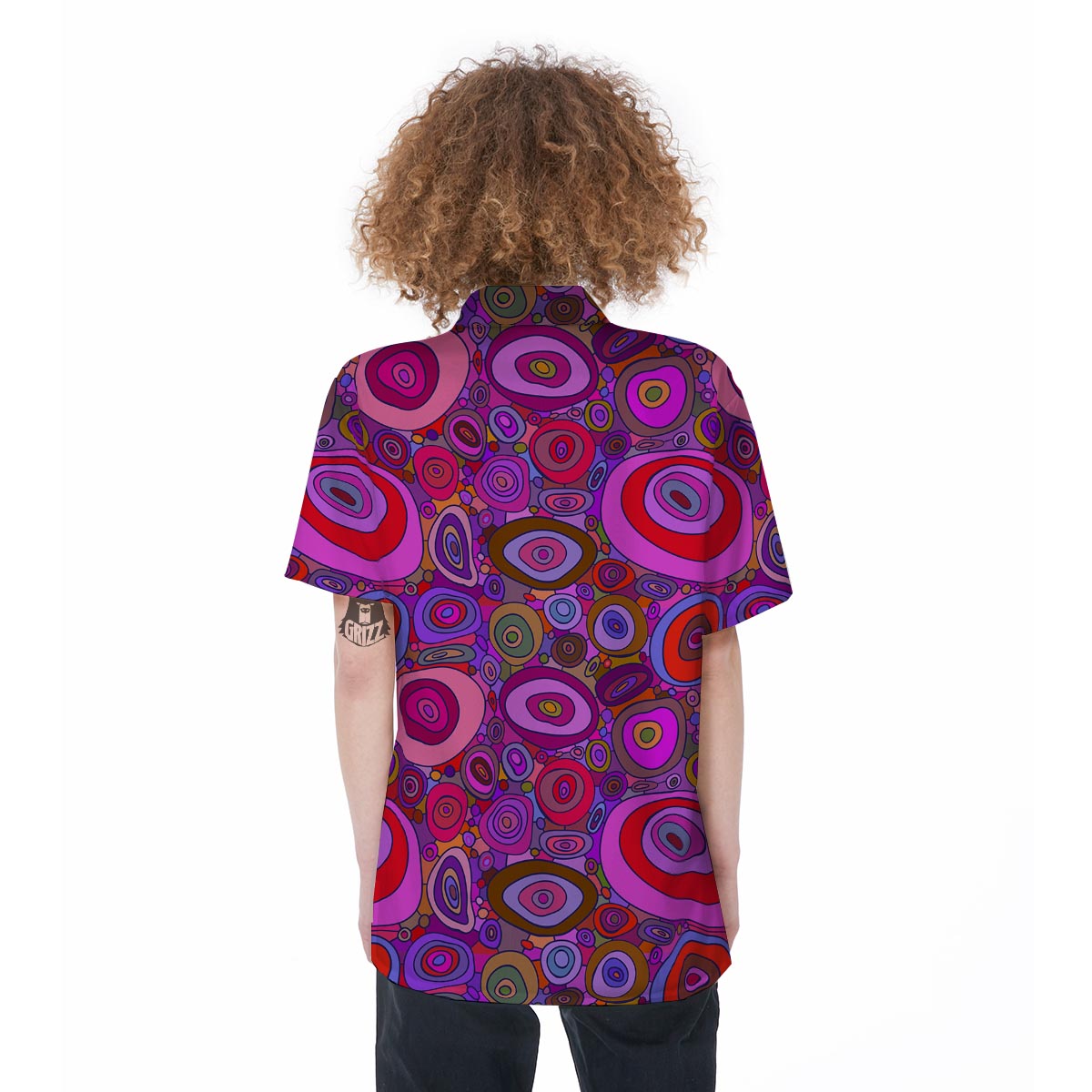 Purple Trippy Hippie Women's Short Sleeve Shirts-grizzshop