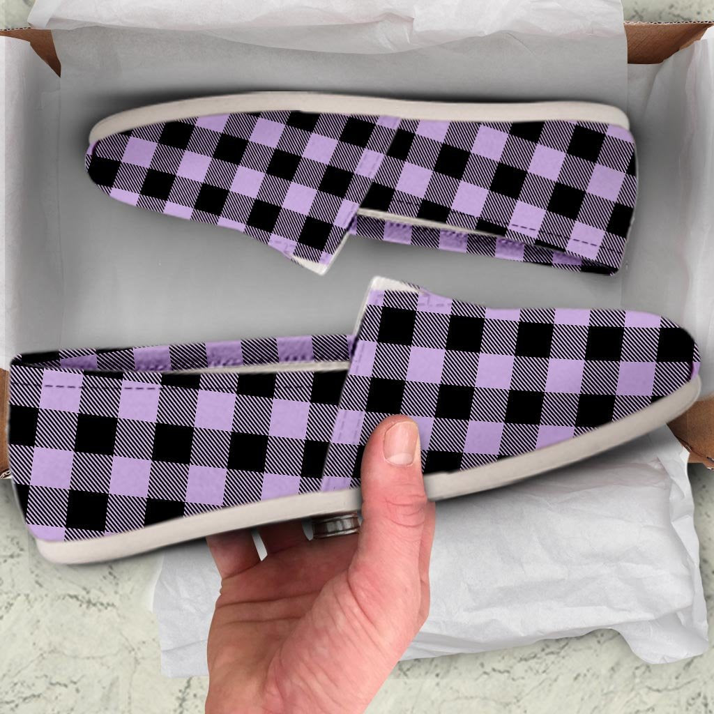 Purple Violet Plaid Canvas Shoes-grizzshop