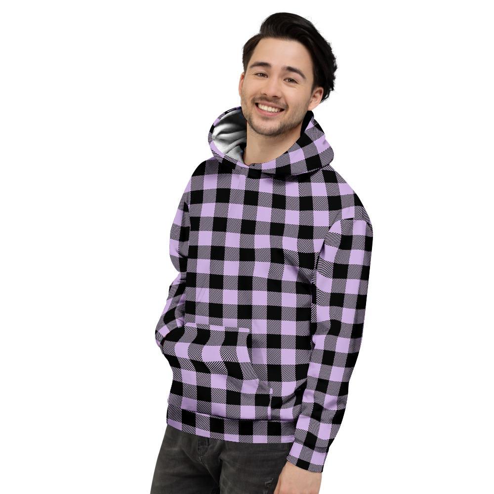 Purple Violet Plaid Men's Hoodie-grizzshop