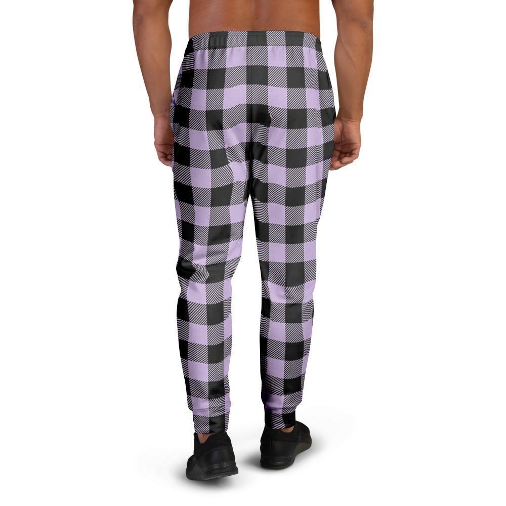 Purple Violet Plaid Men's Joggers-grizzshop