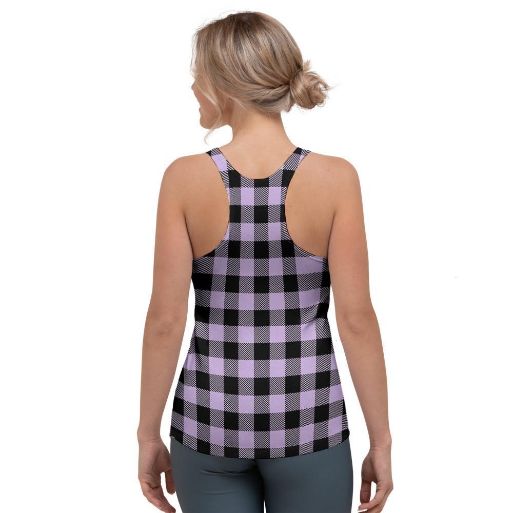 Purple Violet Plaid Women's Racerback Tank Top-grizzshop