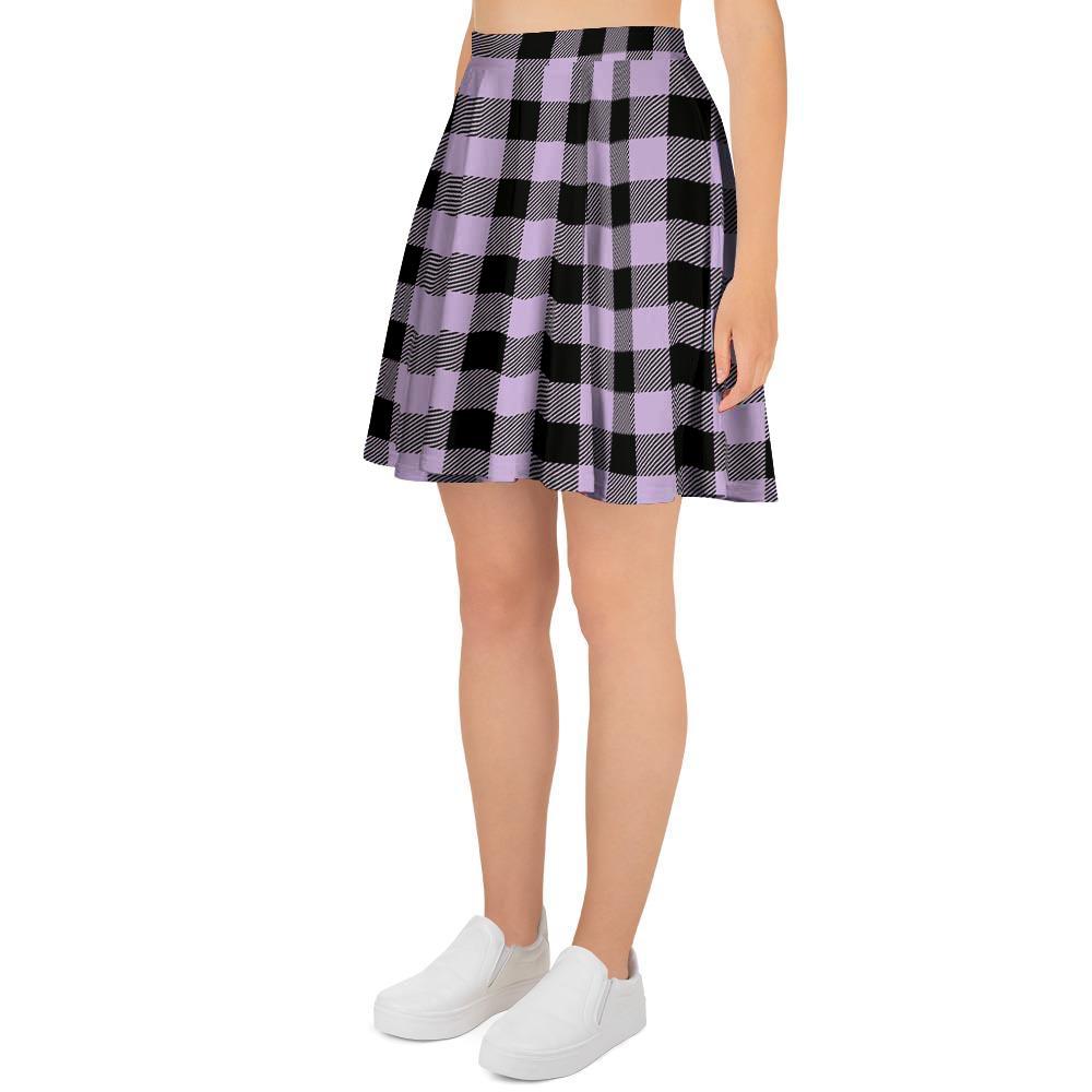 Purple Violet Plaid Women's Skirt-grizzshop