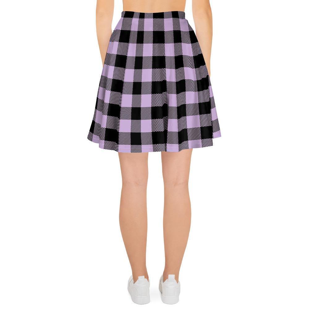 Purple Violet Plaid Women's Skirt-grizzshop