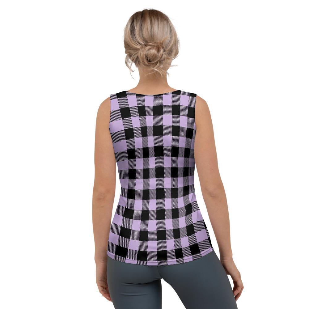 Purple Violet Plaid Women's Tank Top-grizzshop