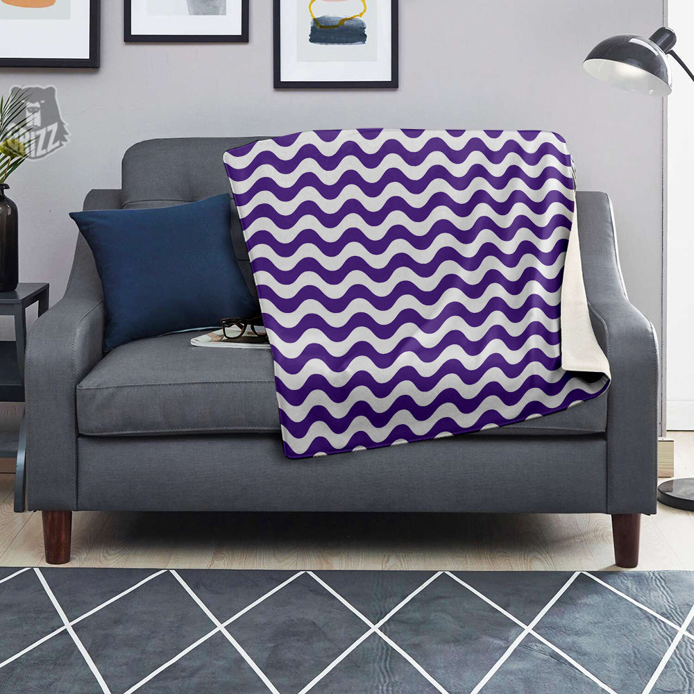 Purple Wave Striped Print Blanket-grizzshop