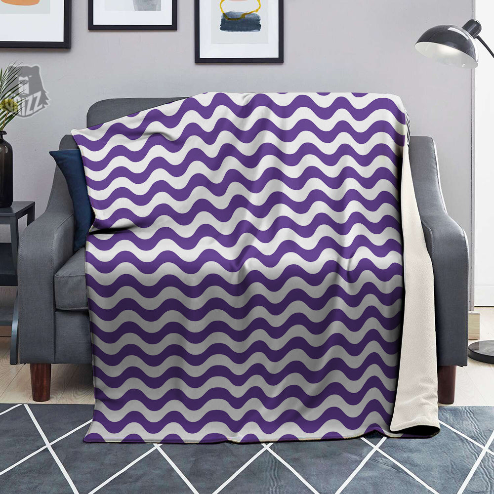 Purple Wave Striped Print Blanket-grizzshop