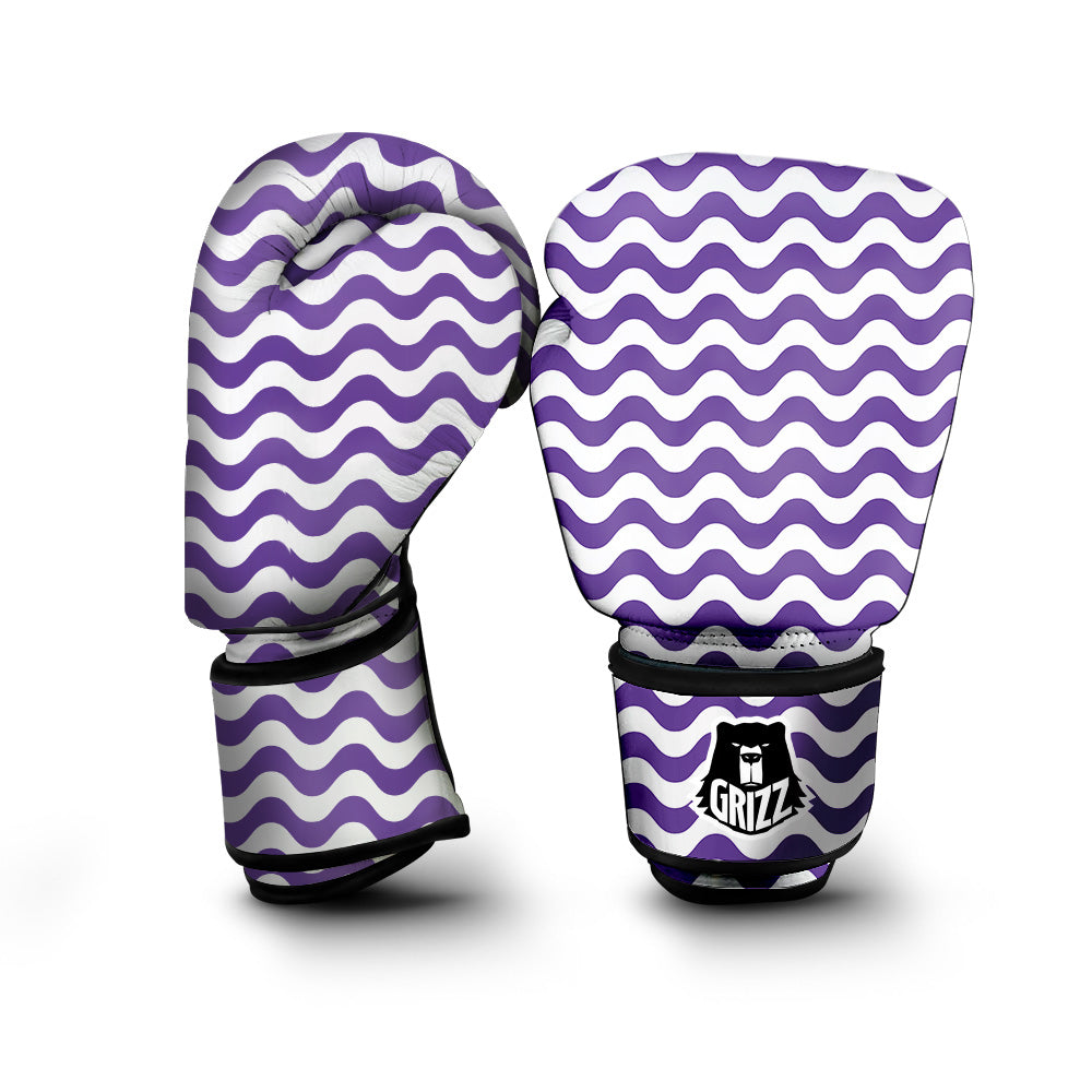 Purple Wave Striped Print Boxing Gloves-grizzshop