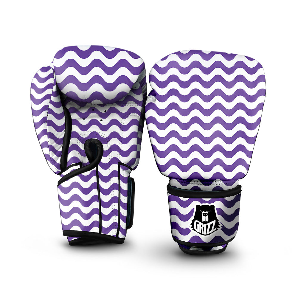 Purple Wave Striped Print Boxing Gloves-grizzshop