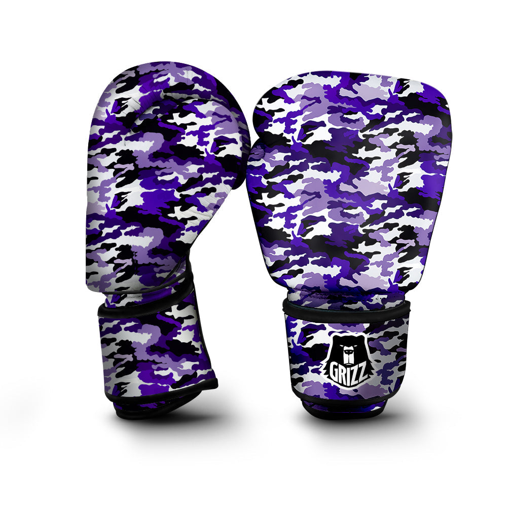 Purple White Abstract Camouflage Print Boxing Gloves-grizzshop