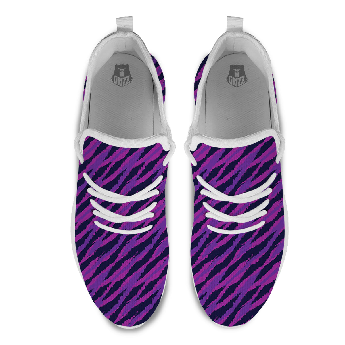 Purple Zebra Print White Athletic Shoes-grizzshop